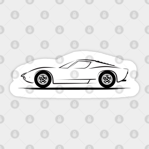 Lamborghini Miura P400 Black Sticker by PauHanaDesign